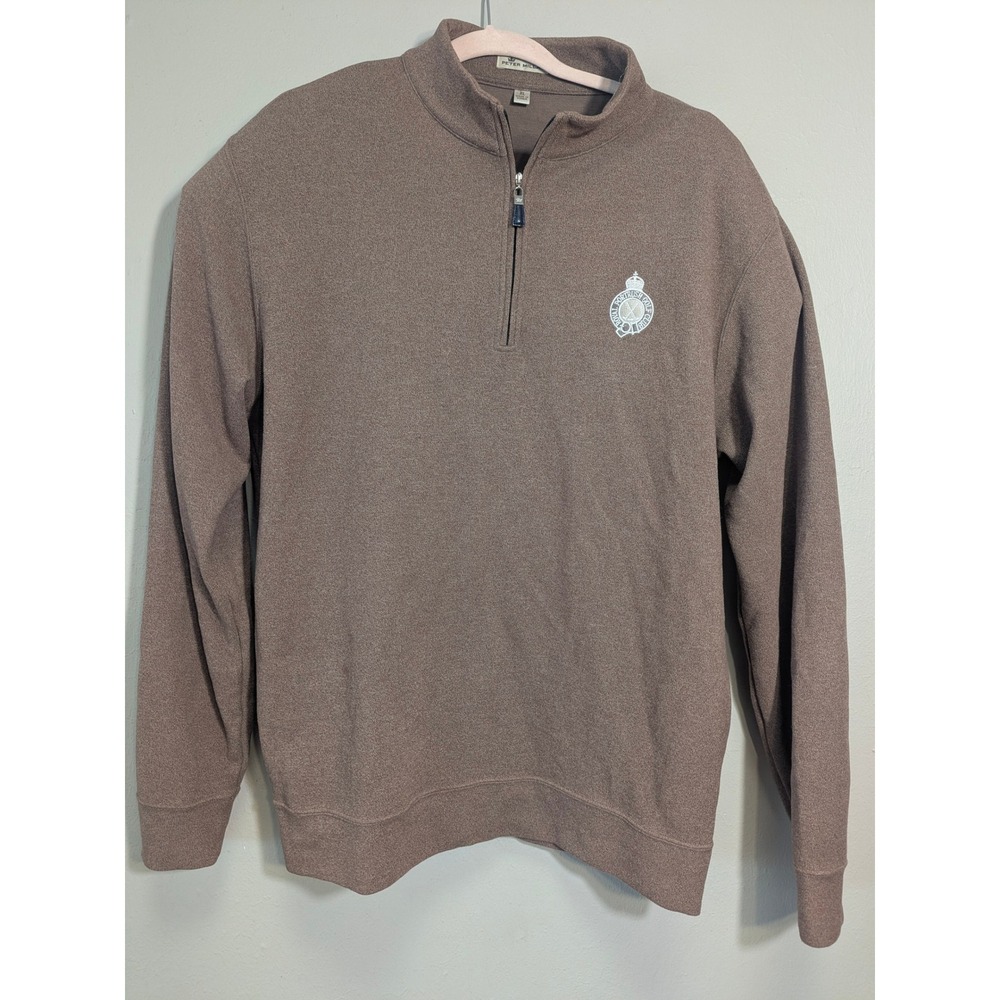 Peter Millar Royal Portrush Golf Club Quarter Zip Pullover Men's XL Brown
